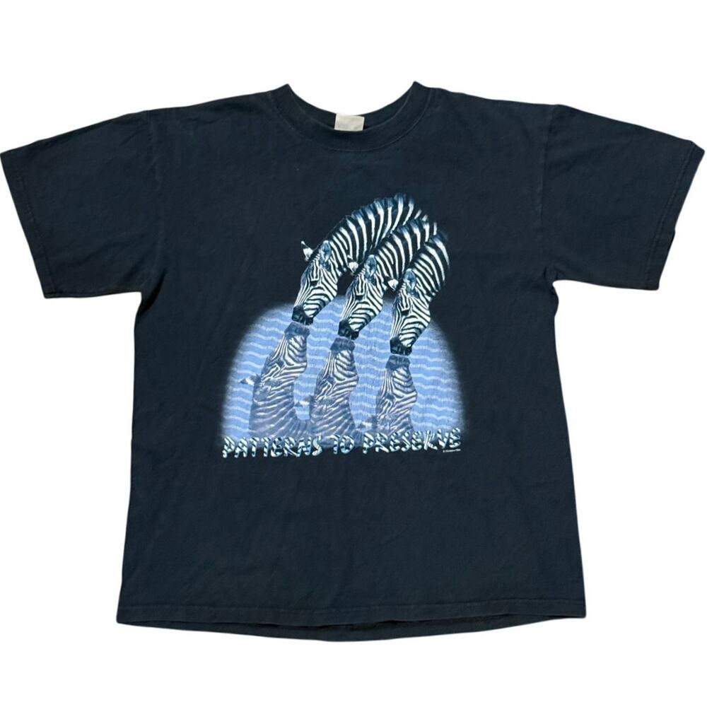Vintage 90s Y2K Patterns to Preserve Zebra Shirt Men's Size Medium Nature Tee